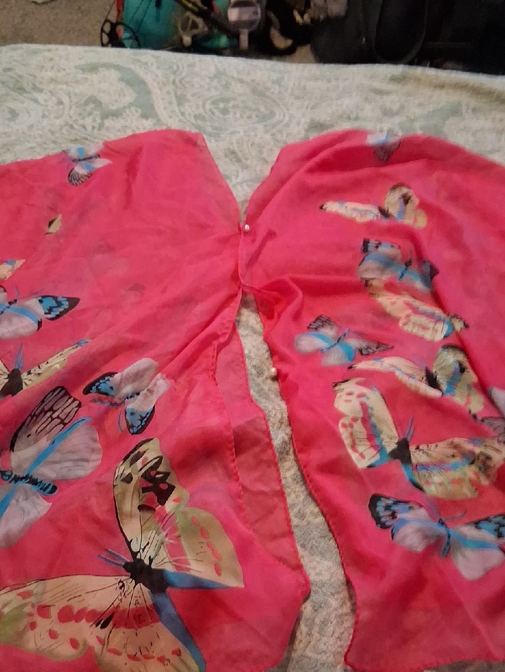 Pink Butterfly Sheer Shawl